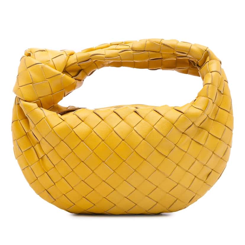 Bottega Veneta Mini Nappa Intrecciato Jodie Yellow Leather Good condition - Front View