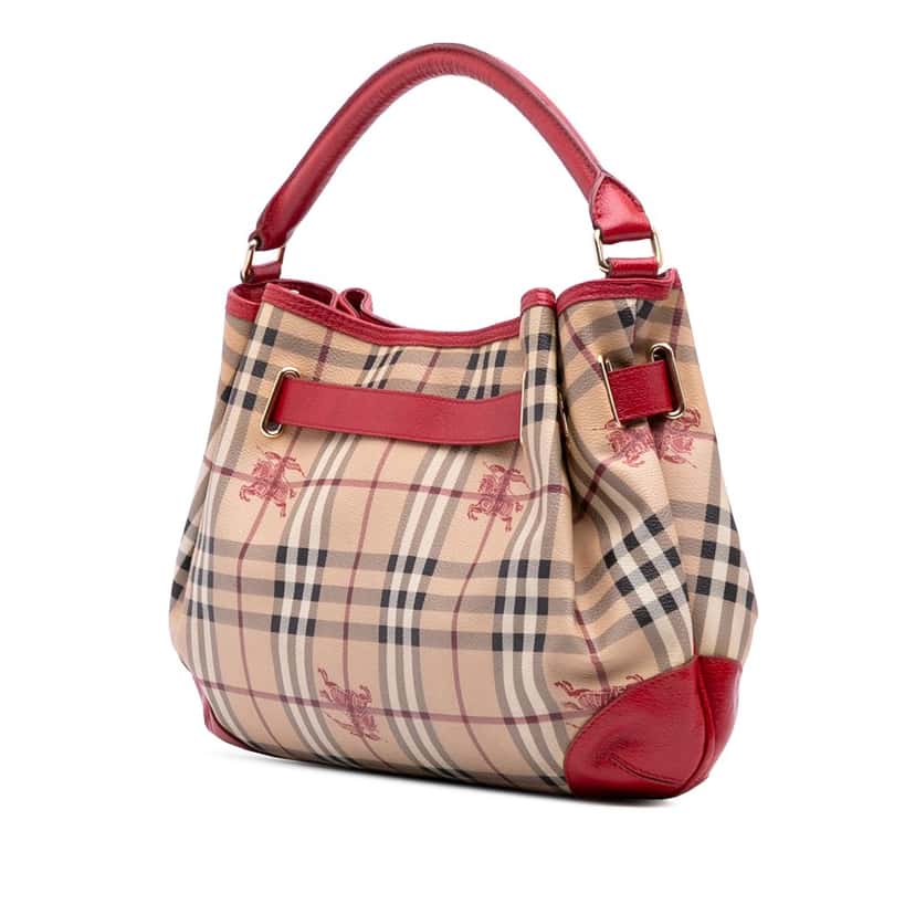 Burberry Medium Haymarket Check Coated Canvas Willenmore Hobo Brown Canvas Good condition - Back View