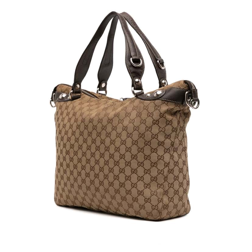 Gucci Large GG Canvas Icon Bit Satchel Brown Canvas Good condition - Back View