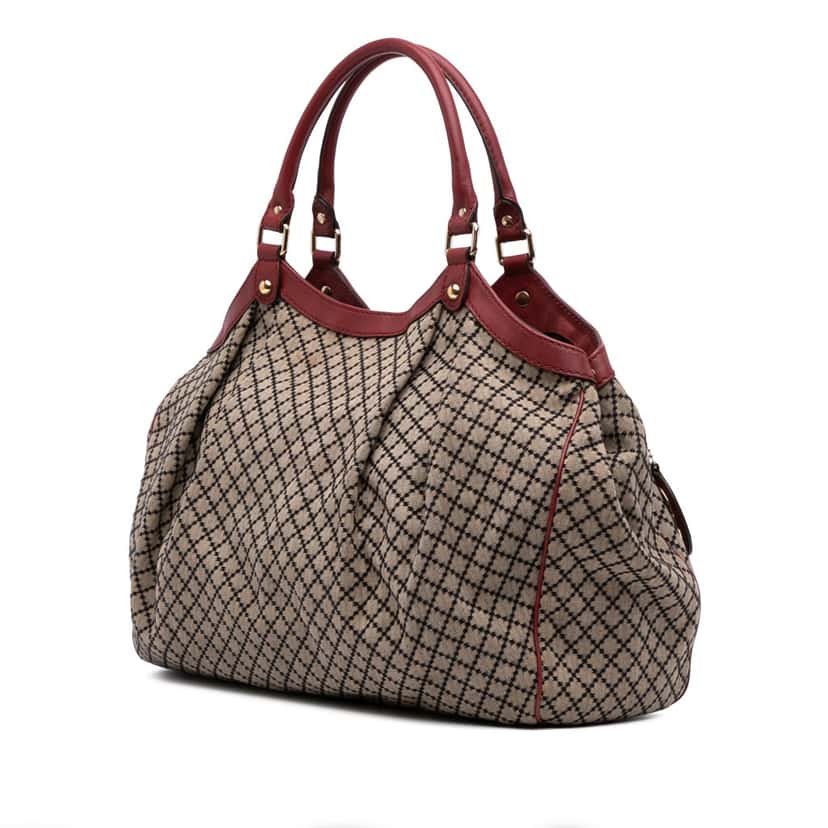 Gucci Large Diamante Canvas Sukey Tote Brown Canvas Good condition - Back View