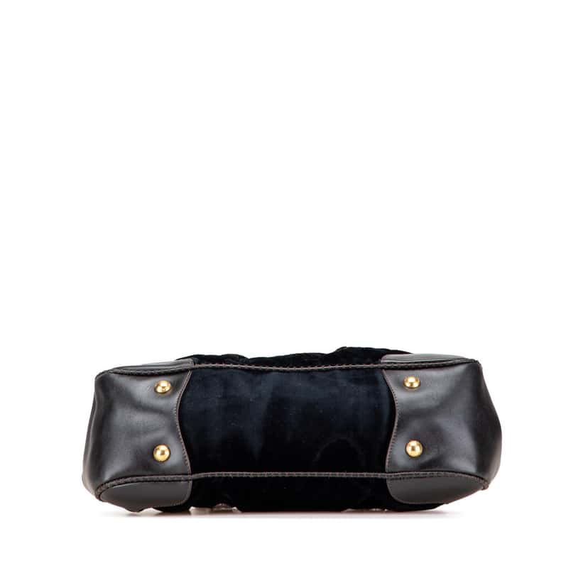 Prada Velvet Logo Frame Shoulder Bag Black Velvet Good condition - Inside View