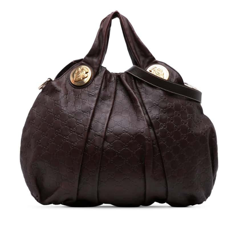 Gucci Large Guccissima Hysteria Satchel Brown Leather Good condition - Front View