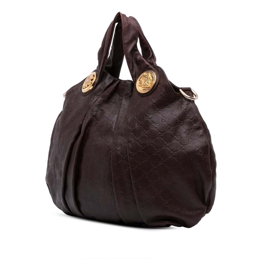 Gucci Large Guccissima Hysteria Satchel Brown Leather Good condition - Back View
