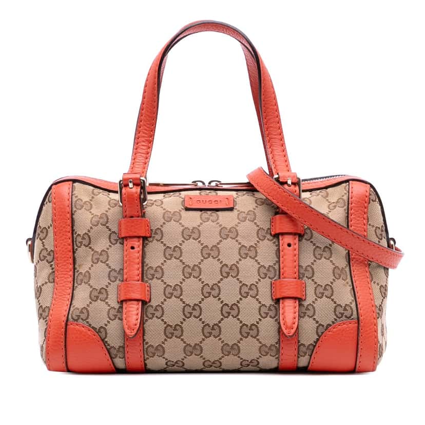 Gucci Small GG Canvas Belted Satchel Brown Canvas Good condition - Front View