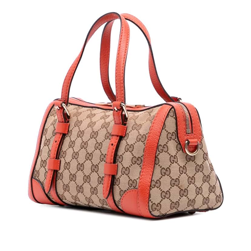 Gucci Small GG Canvas Belted Satchel Brown Canvas Good condition - Back View