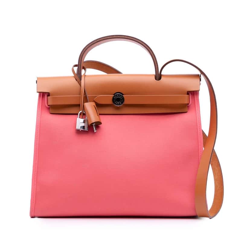 Hermès Toile Herbag Zip 31 Pink Canvas Good condition - Front View