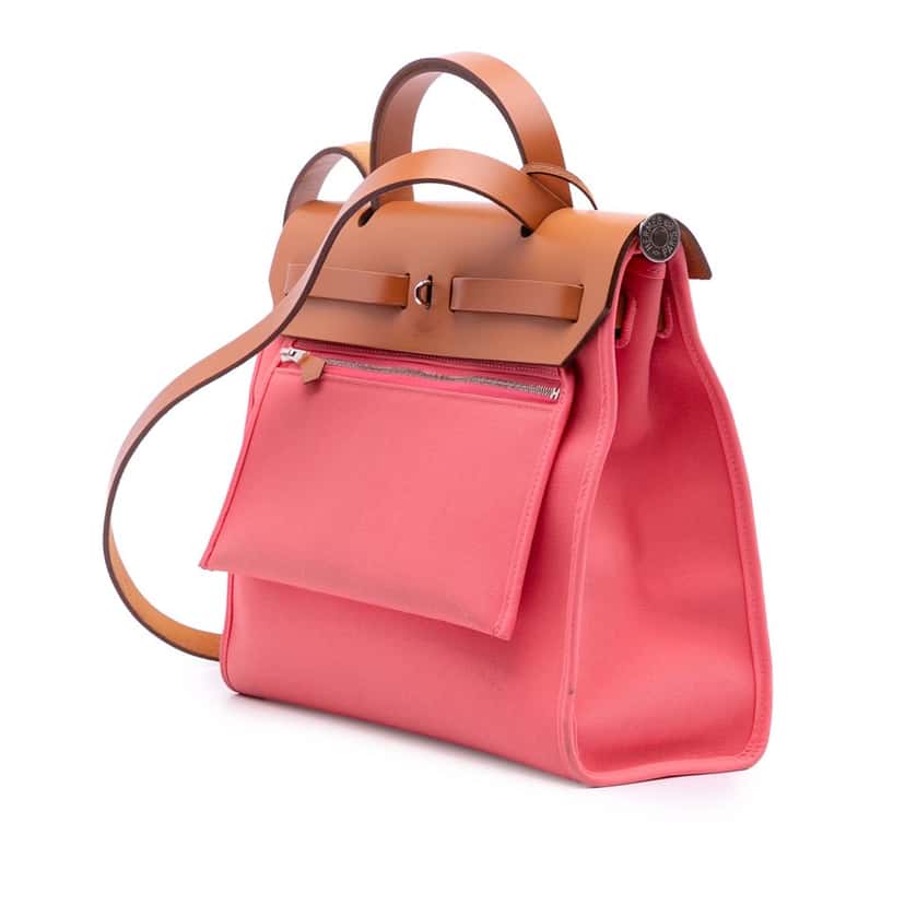 Hermès Toile Herbag Zip 31 Pink Canvas Good condition - Back View