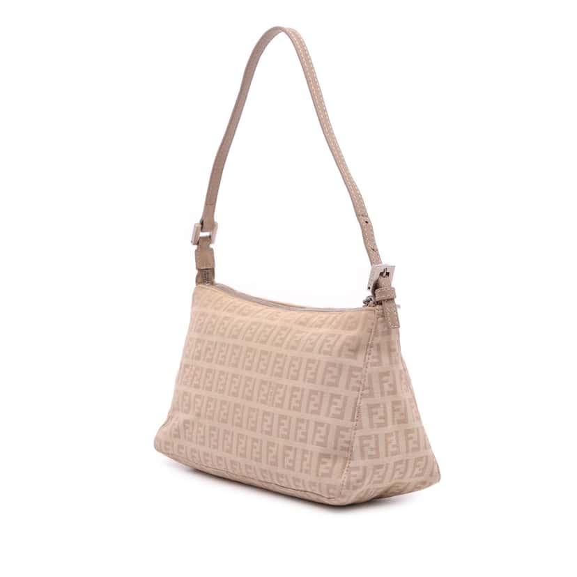 Fendi Zucchino Canvas Pochette Brown Canvas Good condition - Back View