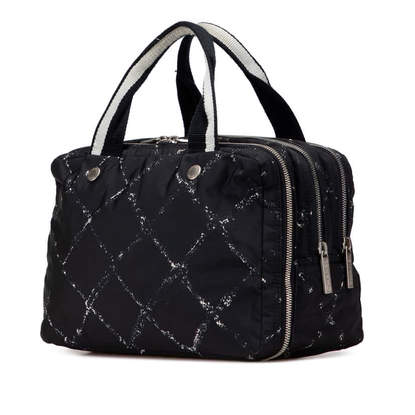 Chanel Old Travel Line Nylon Handbag Black Good condition - Back View