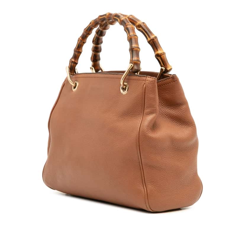 Gucci Small Calfskin Bamboo Shopper Satchel Brown Leather Good condition - Back View