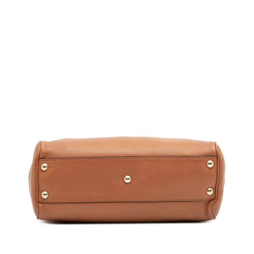 Gucci Small Calfskin Bamboo Shopper Satchel Brown Leather Good condition - Inside View