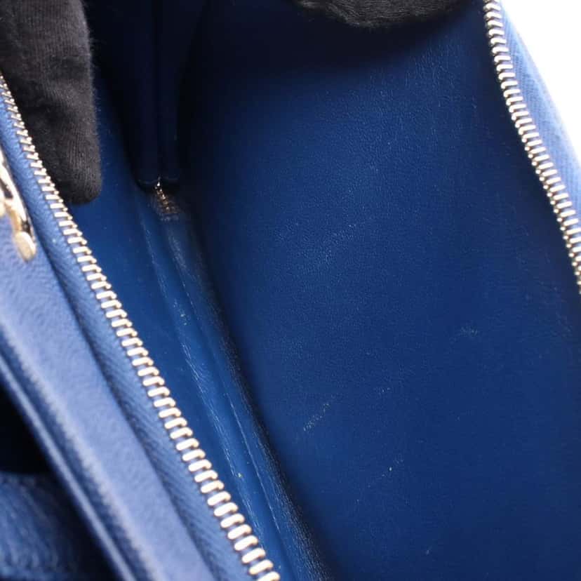 Chanel Small Quilted Caviar Business Affinity Satchel Blue Leather Good condition - Box View