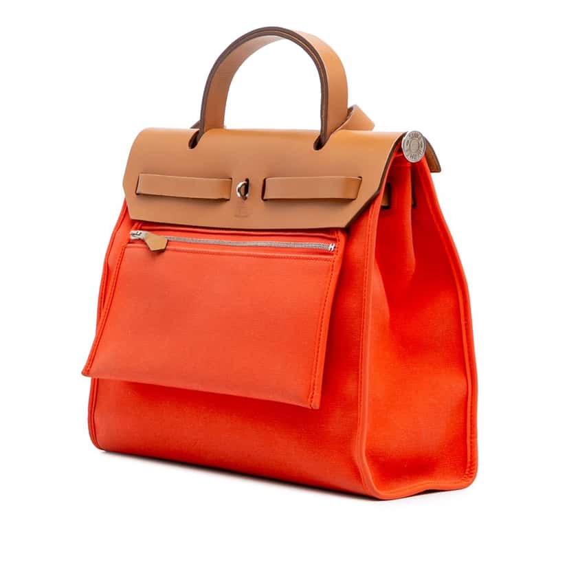 Hermès Toile Herbag Zip 31 Orange Canvas Good condition - Back View