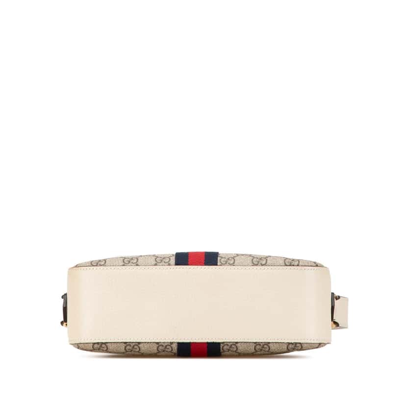 Gucci Small GG Supreme Textured Calfskin Web Ophidia Camera Bag Brown Canvas Very good condition - Inside View