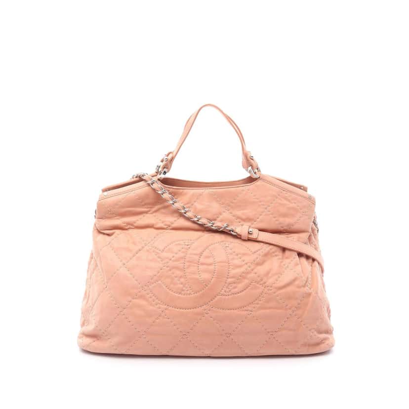 Chanel Large CC Quilted Suede Sea Hit Tote Pink Leather Very good condition - Front View