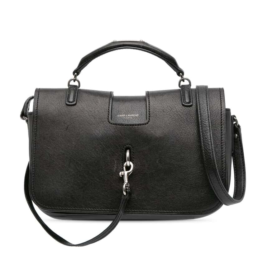 Saint Laurent Medium Lambskin Charlotte Messenger Bag Black Leather Good condition - Front View