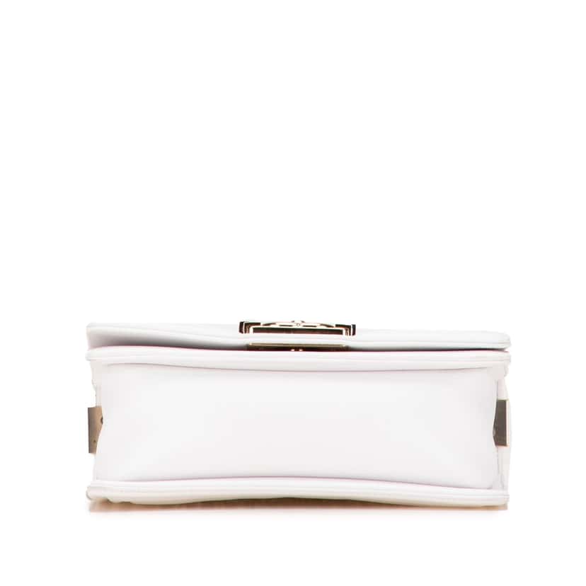 Chanel Small Lambskin Embroidered Boy Flap White Leather Good condition - Inside View