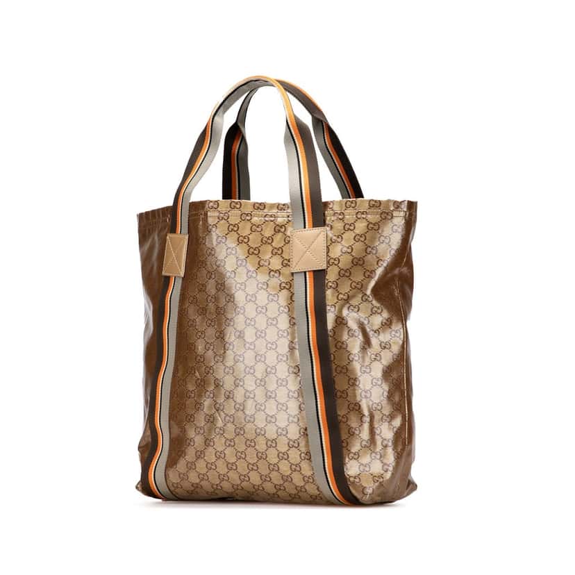 Gucci GG Crystal Web Tote Brown Canvas Good condition - Back View