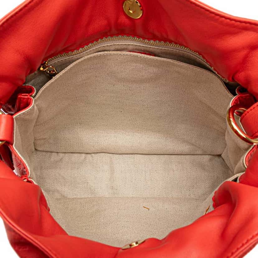 Loewe Embossed Leather Flamenco Tassel Crossbody Red Leather Fair condition - Model View