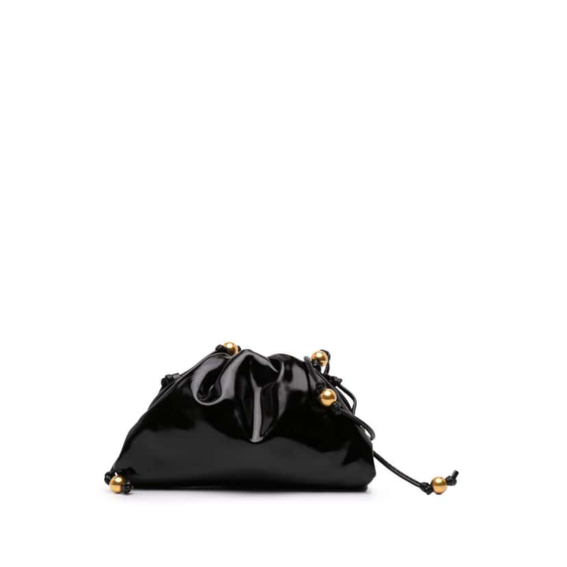 Bottega Veneta Brushed Calfskin The Mini Pouch Black Leather Good condition - Front View