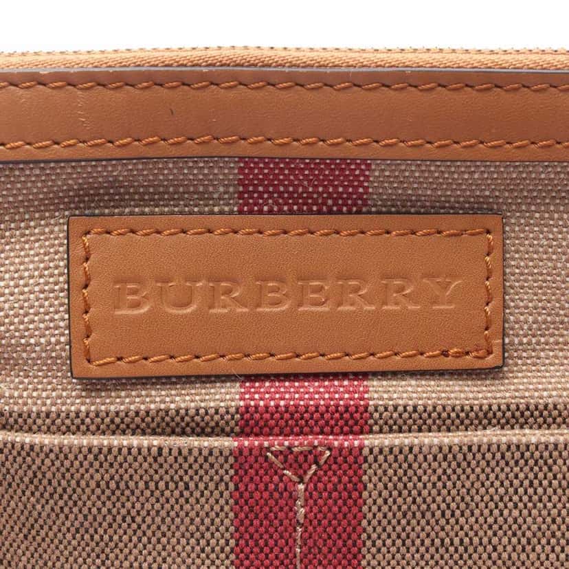 Burberry Medium Mega Check Canvas and Grained Calfskin Ashby Tassel Bucket Bag Brown Canvas Good condition - Model View