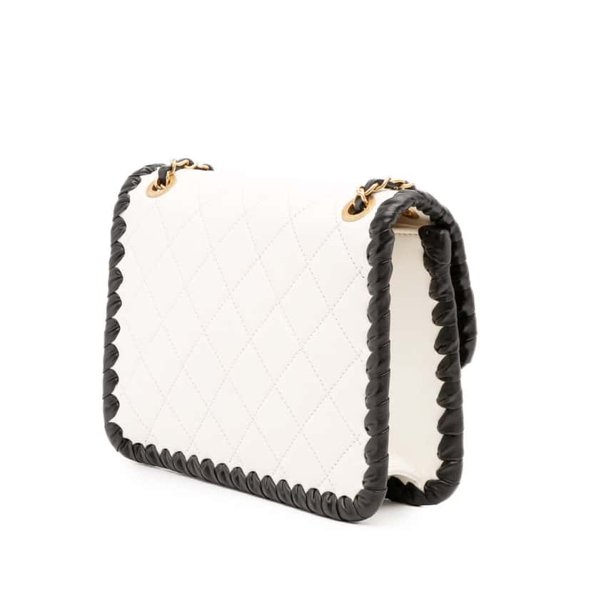 Chanel Small Quilted Calfskin Braided My Own Frame Flap White Leather Fair condition - Back View