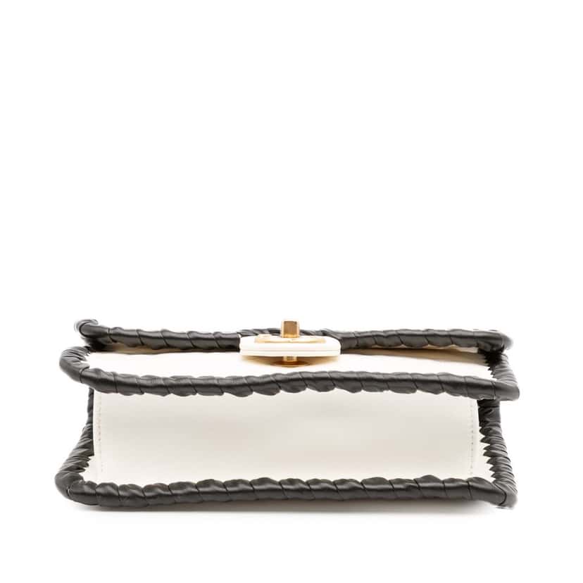 Chanel Small Quilted Calfskin Braided My Own Frame Flap White Leather Fair condition - Inside View