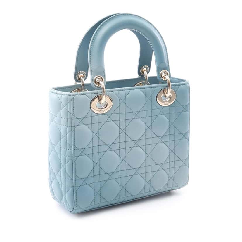 Dior Small Gradient Lambskin Cannage Lady Dior Blue Leather Good condition - Back View