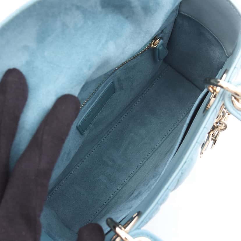 Dior Small Gradient Lambskin Cannage Lady Dior Blue Leather Good condition - Inside View