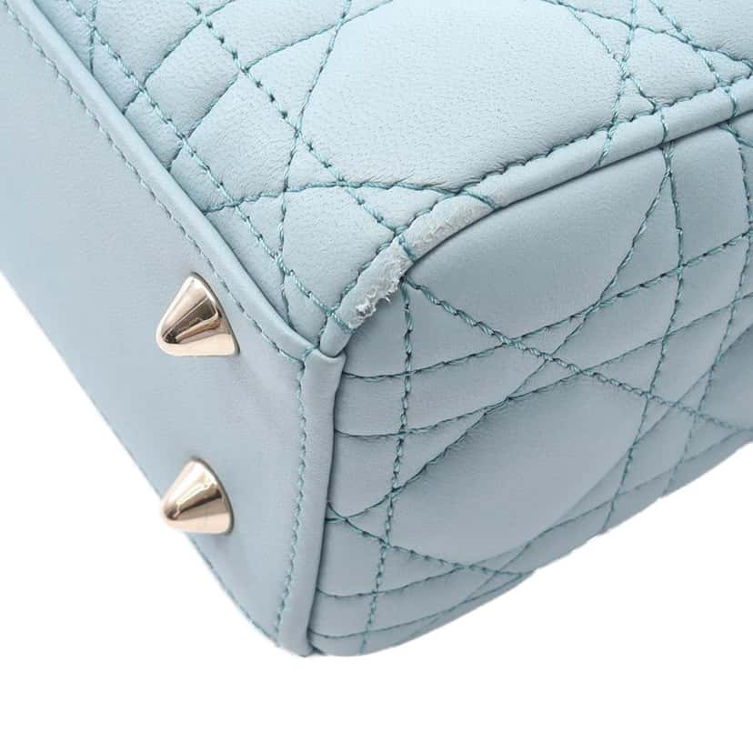Dior Small Gradient Lambskin Cannage Lady Dior Blue Leather Good condition - Box View