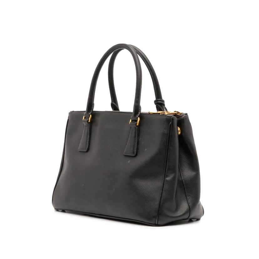 Prada Small Saffiano Lux Galleria Double Zip Satchel Black Leather Good condition - Back View
