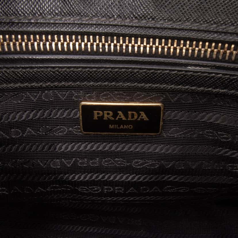 Prada Small Saffiano Lux Galleria Double Zip Satchel Black Leather Good condition - Box View