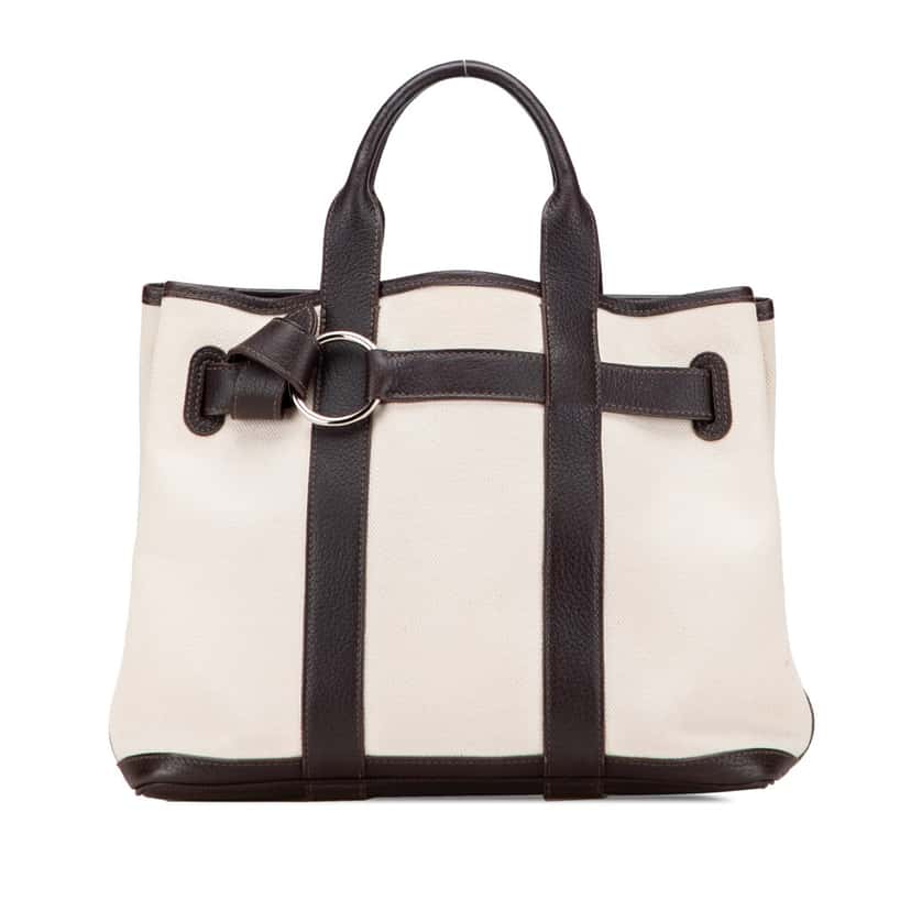 Hermès Toile and Negonda Ceinture PM White Canvas Good condition - Front View