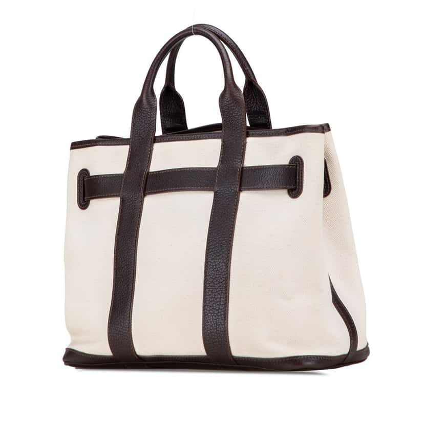 Hermès Toile and Negonda Ceinture PM White Canvas Good condition - Back View