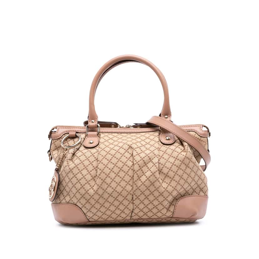 Gucci Diamante Canvas Sukey Satchel Brown Canvas Good condition - Front View