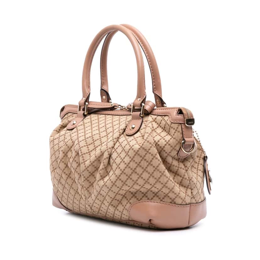 Gucci Diamante Canvas Sukey Satchel Brown Canvas Good condition - Back View