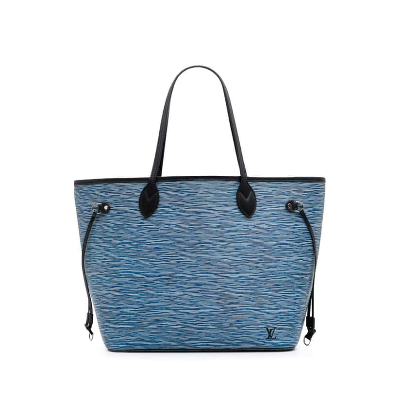 Louis Vuitton Epi Denim Neverfull MM Blue Leather Good condition - Front View