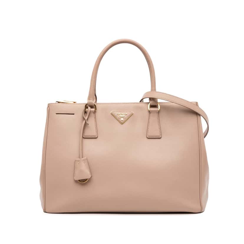 Prada Large Saffiano Lux Galleria Double Zip Satchel Brown Leather Good condition - Front View