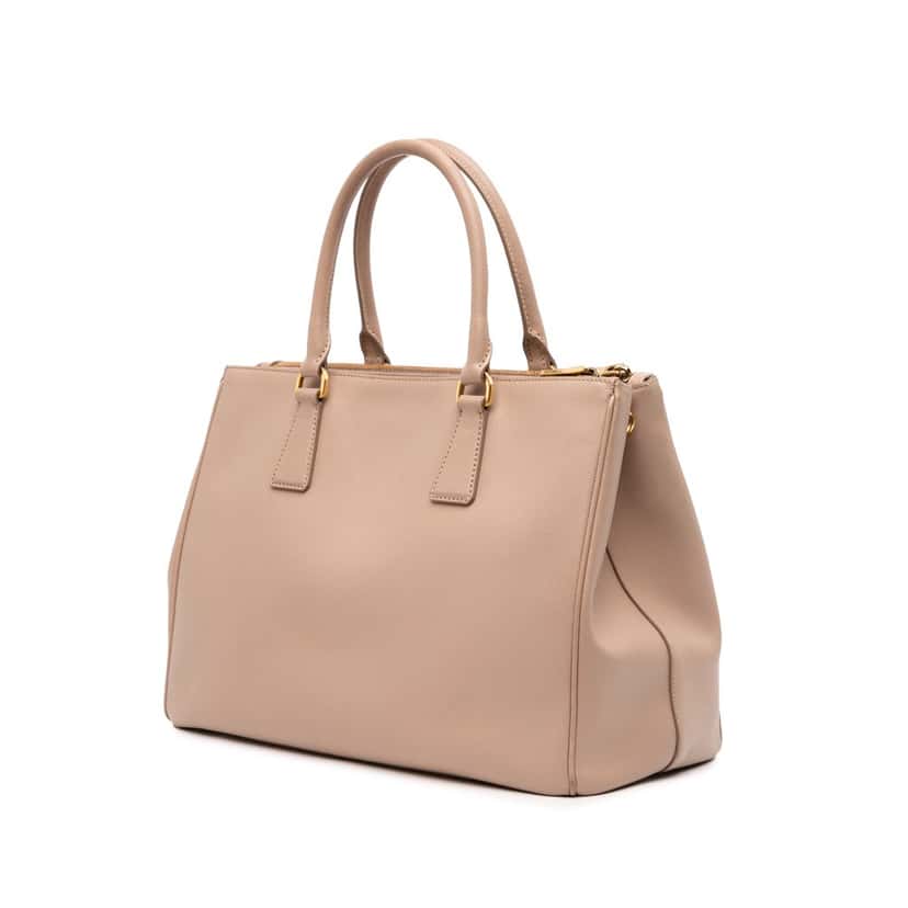 Prada Large Saffiano Lux Galleria Double Zip Satchel Brown Leather Good condition - Back View
