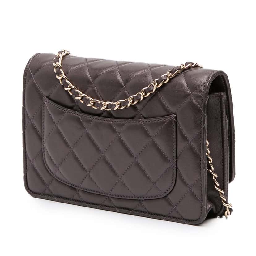 Chanel CC Quilted Lambskin Wallet on Chain Brown Leather Good condition - Back View