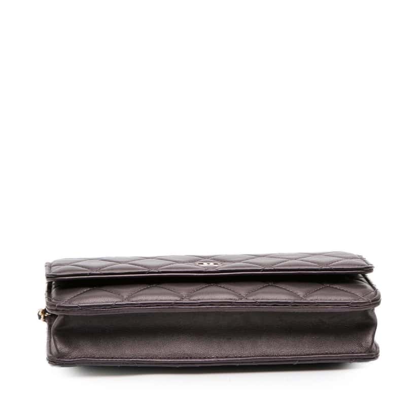 Chanel CC Quilted Lambskin Wallet on Chain Brown Leather Good condition - Inside View