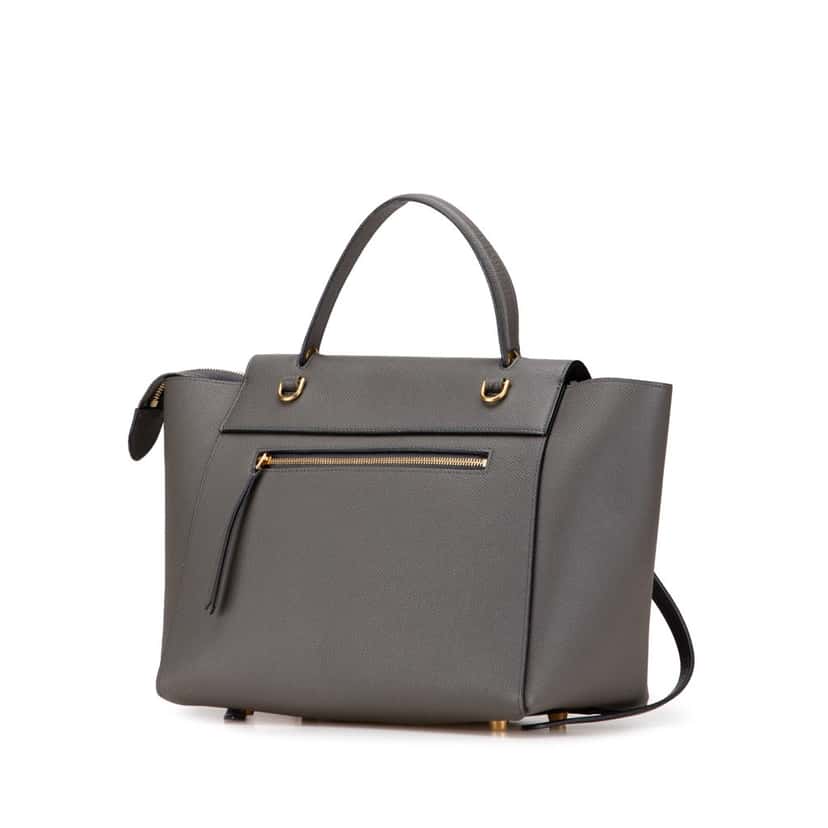 Celine Mini Grained Calfskin Belt Bag Grey Leather Good condition - Back View