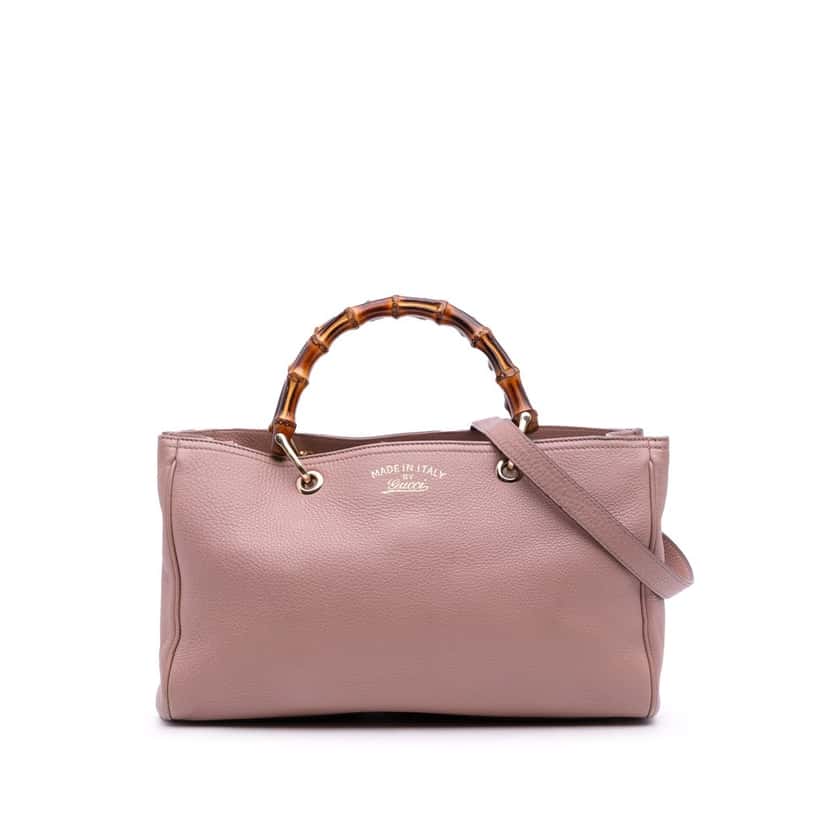 Gucci Medium Calfskin Bamboo Shopper Satchel Pink Leather Good condition - Front View