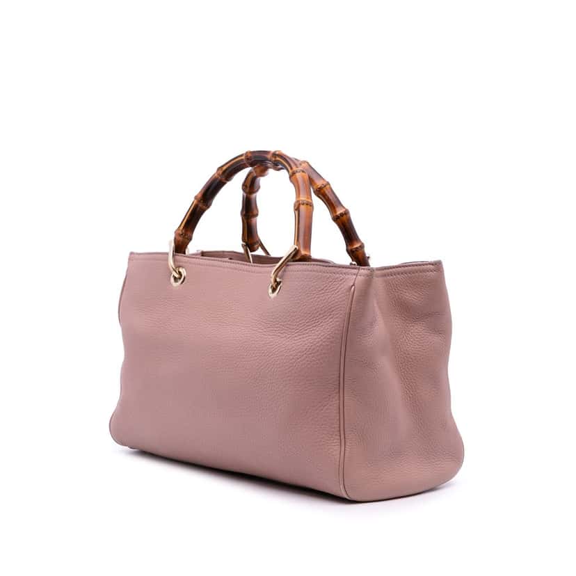 Gucci Medium Calfskin Bamboo Shopper Satchel Pink Leather Good condition - Back View