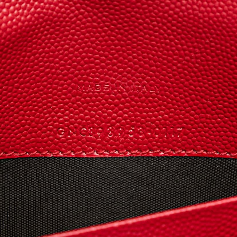 Saint Laurent Grain De Poudre Chevron Monogram Envelope Wallet on Chain Red Leather Good condition - Box View