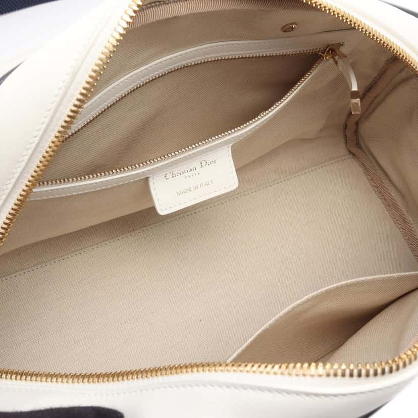 Dior Medium Leather Dior Vibe Bowling Bag White Leather Good condition - Inside View