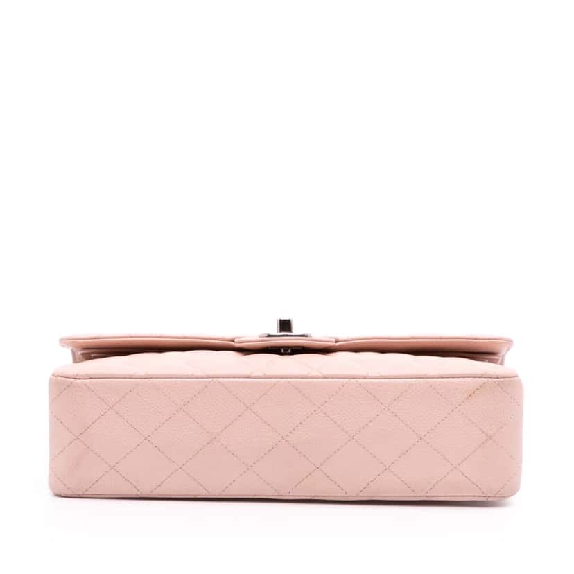 Chanel Medium Classic Caviar Double Flap Pink Leather Good condition - Inside View