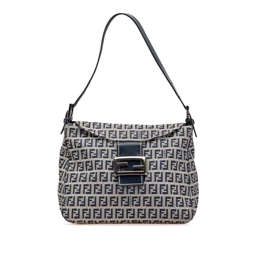 Fendi Zucchino Canvas Double Flap Mamma Grey Canvas Good condition - Front View