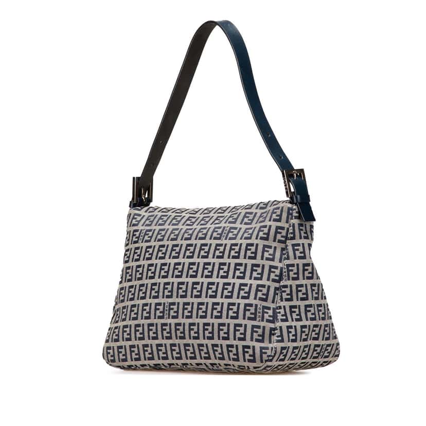 Fendi Zucchino Canvas Double Flap Mamma Grey Canvas Good condition - Back View