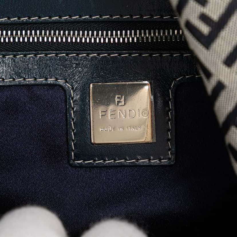 Fendi Zucchino Canvas Double Flap Mamma Grey Canvas Good condition - Box View